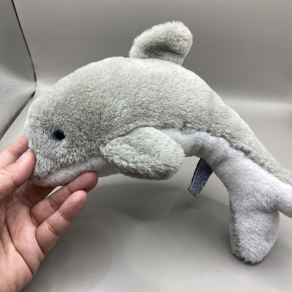 Vintage 1992 Sea World Dolphin 10" Plush Gray & White Blue Eyes Stuffed Animal - Picture 6 of 7